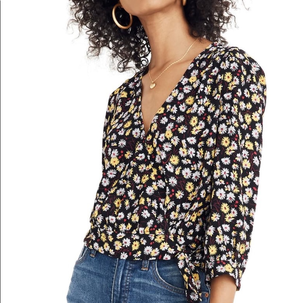 Madewell French Floral Wrap Top Size Small NWT
